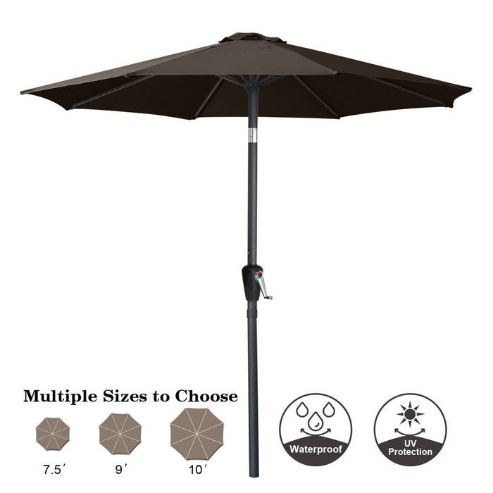 9FT Patio Umbrella with Push Button Tilt, 8 Ribs 13+Colors, Brown