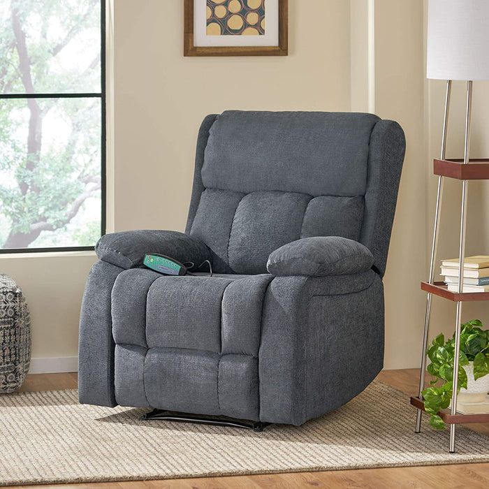 Lindale Massage Recliner, Wood, Charcoal + Black