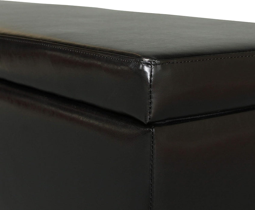 Black Leather Ottoman Bench with Storage in York