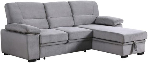 Gray Velvet Reversible Sleeper Sectional Sofa