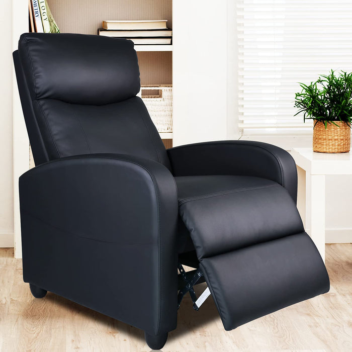 Black PU Leather Reading Reclining Chair