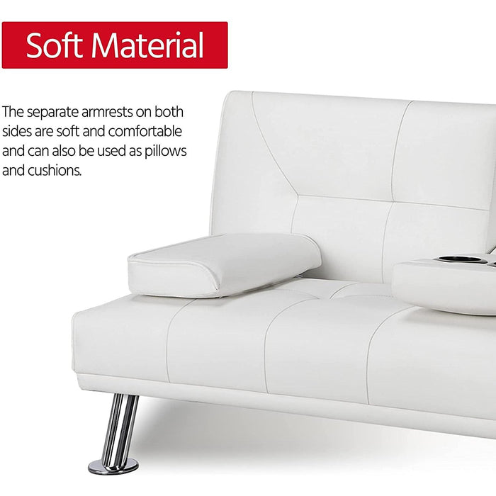 Adjustable Convertible Sofa Bed with Cup Holders