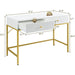 Vanity Desk with Drawers - White and Gold