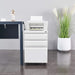 White 3-Drawer Mobile File Cabinet with Lock
