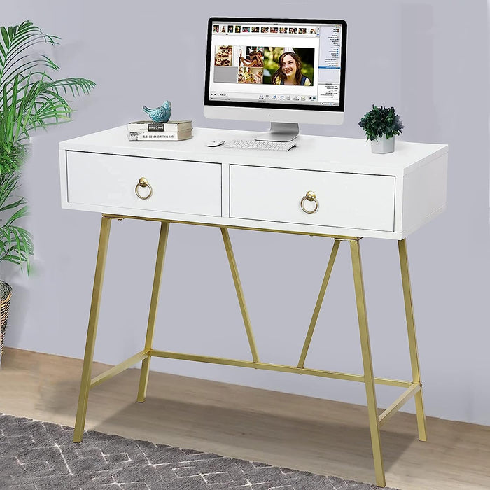 Modern Home Office Desk with 2 Drawers