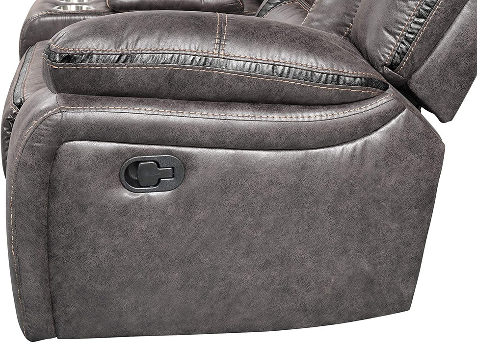 Dark Chesnut Recliner Sofa with Console