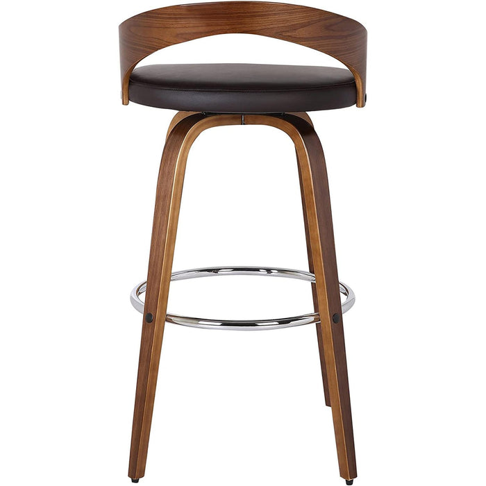 Sonia Barstool with Polyurethane Upholstery, 26″H, Walnut/Brown
