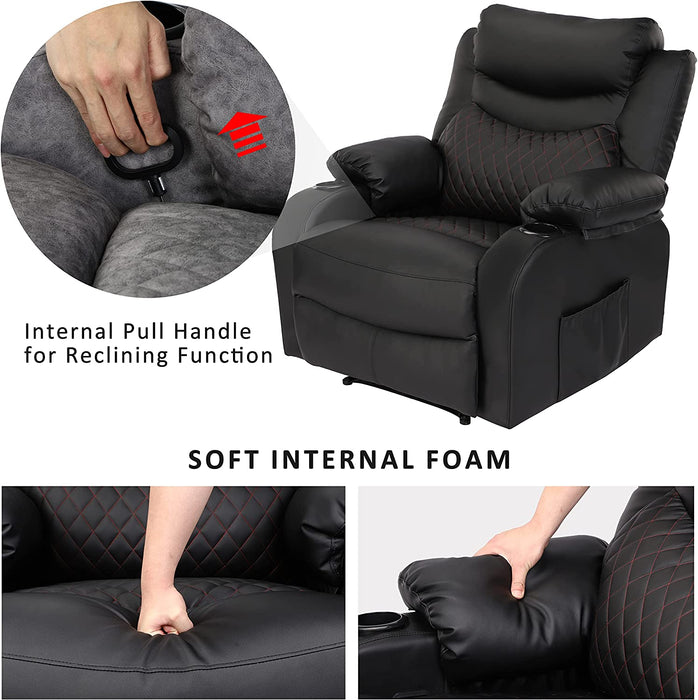 Black Wall Hugger Manual Reclining Chair