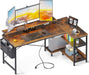 L-Shaped Computer Desk with USB & Outlet