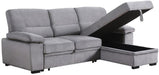 Gray Velvet Reversible Sleeper Sectional Sofa