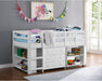 Twin Size Loft Bed with Desk and Storage, White