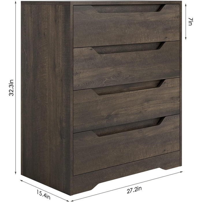 Modern 4 Drawer Dresser with Cut-Out Handles