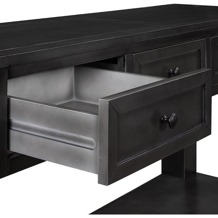 Black Console Table with Drawers and Shelf