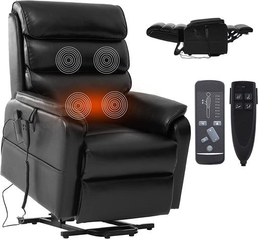 Black Faux Leather Electric Power Lift Recliner