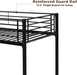Black Twin Metal Bunk Bed with Flat Ladder and High Guardrail