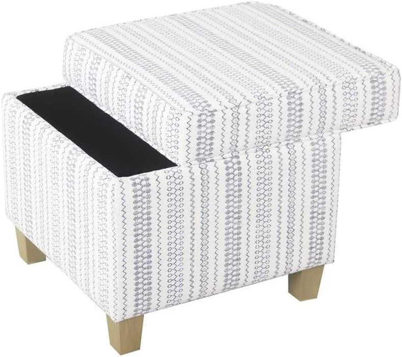 Blue Stripe Ottoman with Storage for Home Decor