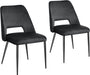 Mid Century Modern Black Velvet Dining Chairs, Set of 2