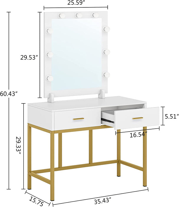 Vanity Table with Lighted Mirror for Women