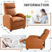 Padded Seat Leather Recliner Chair (Khaki)