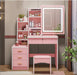 Pink Vanity Desk Set with Lighted Mirror