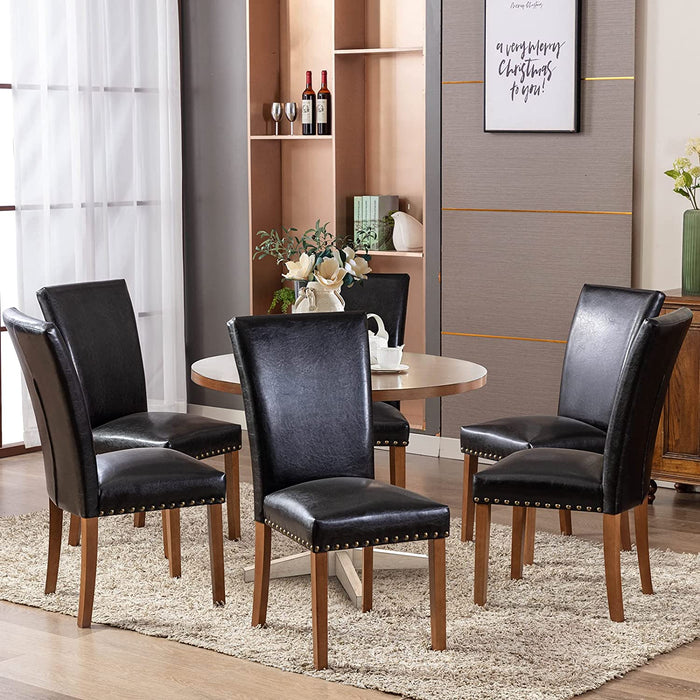 Upholstered Parsons Dining Chairs (Set of 6, Black)