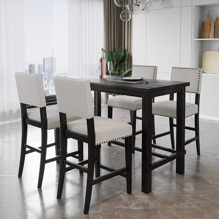 5 Piece Counter Height Dining Table Set for Small Space