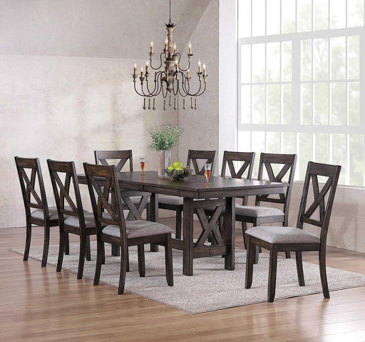 Brown Wood Dining Room Set with Table and 8 Chairs