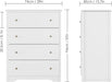 White Dresser, 4 Drawers, Solid Wood Frame