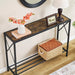 Rustic Brown Industrial Console Table with Shelves
