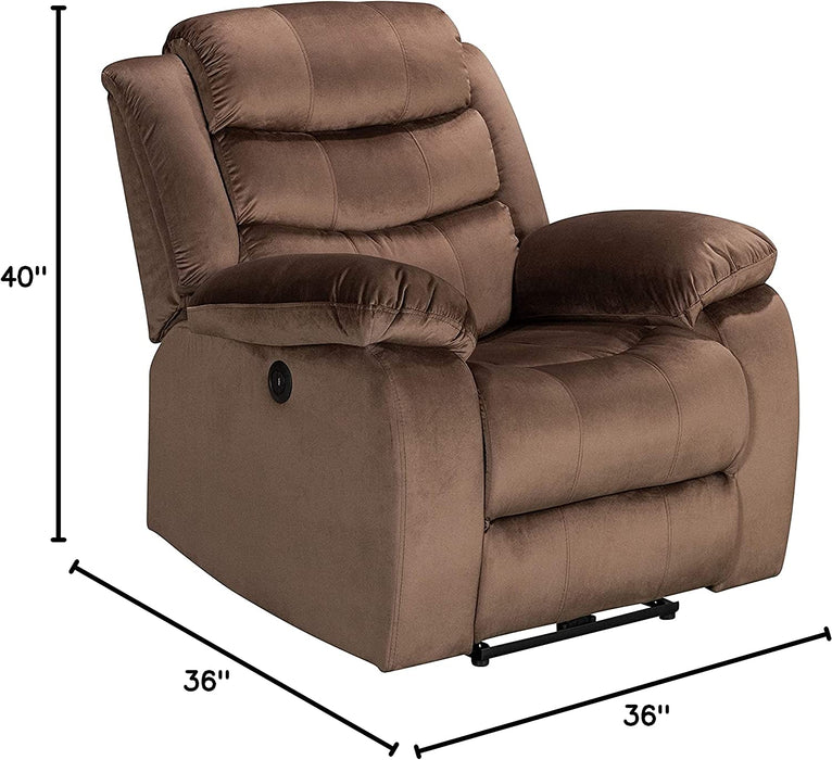 Power USB Port Electric Recliner Chair, Brown