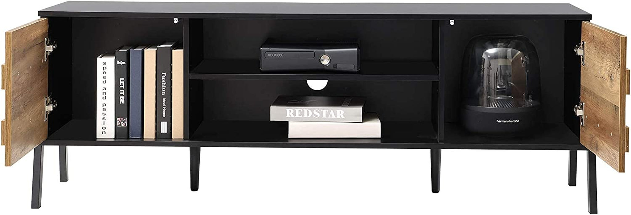 Black and Oak TV Stand for 65 Inch Flat Screen