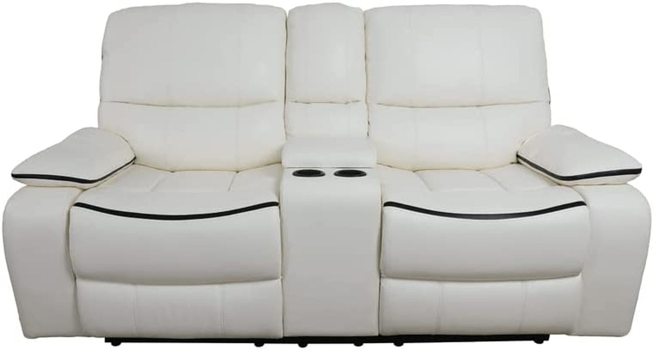 1 Piece Faux Leather Manual Reclining Sofa with Back Panel for Living Room/House/Bedroom/Office/Home Theatre (White)
