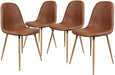 Washable PU Faux Leather Dining Chairs Set of 4, Camel Brown