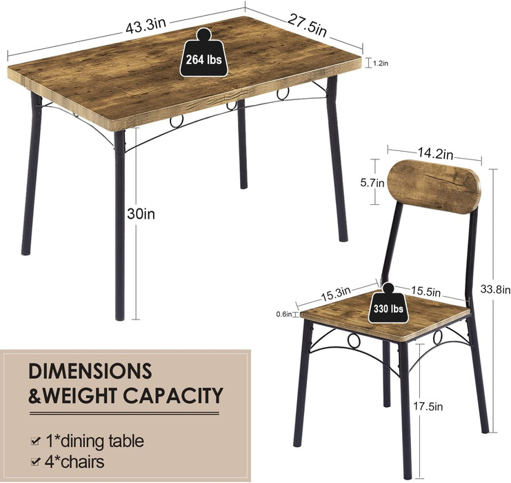 Metal and Wood Rectangular Dining Set