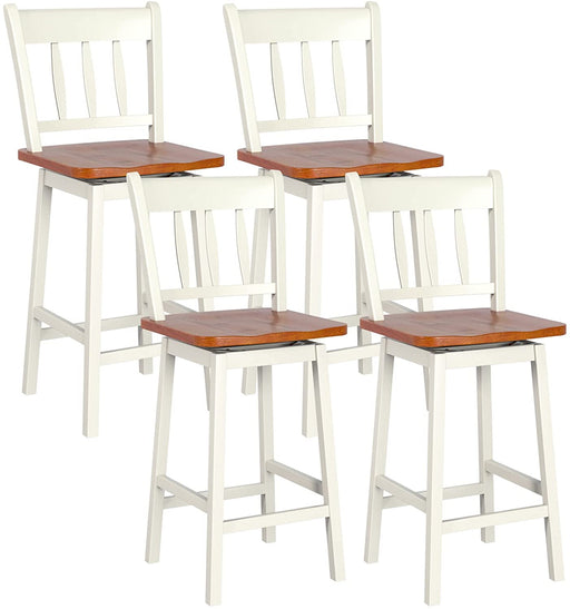 Solid Rubber Wood Swivel Counter Height Bar Chairs, Set of 4