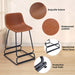 Armless Faux Leather Counter Stools Set of 2, Industrial Style