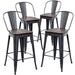 Matte Black Metal Barstools, Set of 4