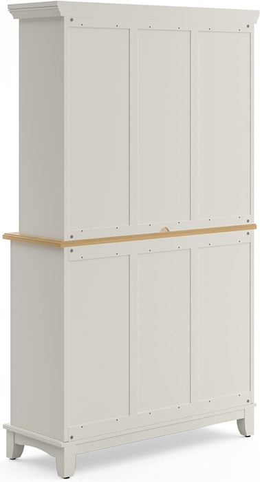 Off-White Server with Hutch and Wood Top