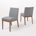 Dark Grey Fabric/Walnut Finish Dining Chairs Set of 2
