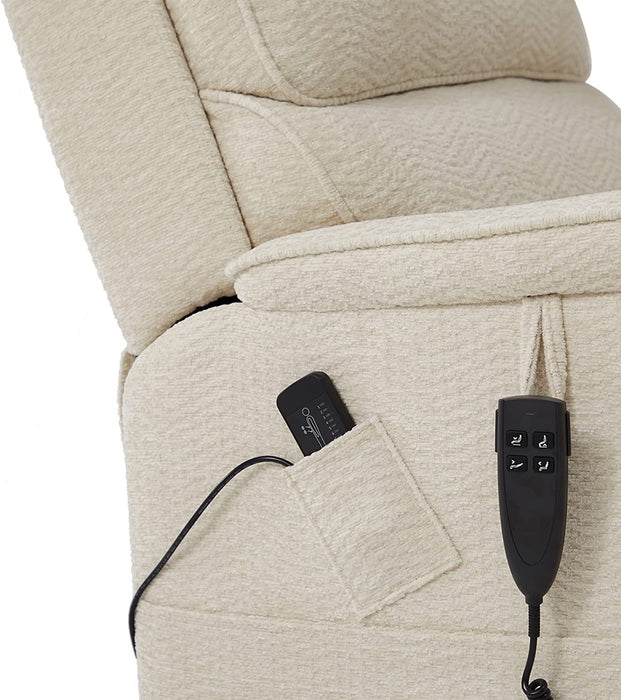 Beige Chenille Electric Power Lift Recliner