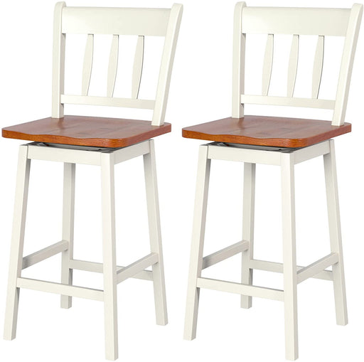 Rubber Wood Swivel Counter Height Bar Chairs, Set of 2