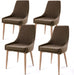 Set of 4 Brown Mid-Century Modern Fabric Dining Chairs