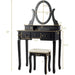 Black Vanity Dressing Table Set with Rotating Mirror