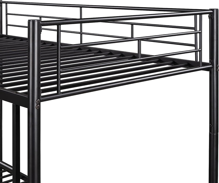 Twin Metal Bunk Bed with Ladder and Safety Rail