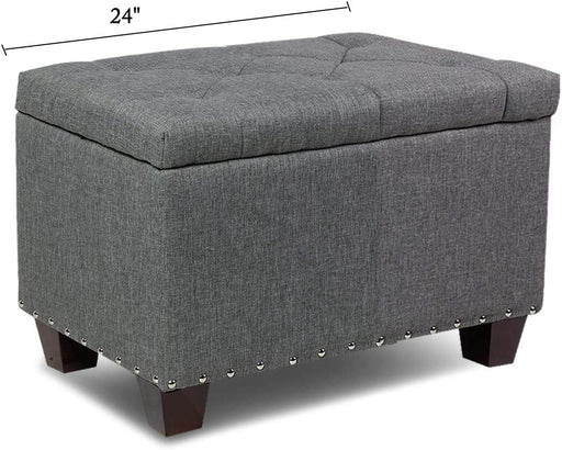 Multi-Functional Grey Ottoman Bench with Lift Top