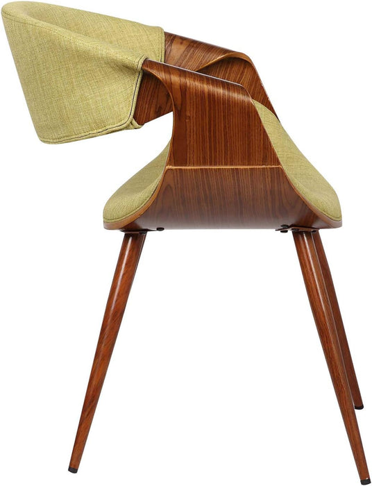 Green Fabric Butterfly Dining Chair, Walnut Finish