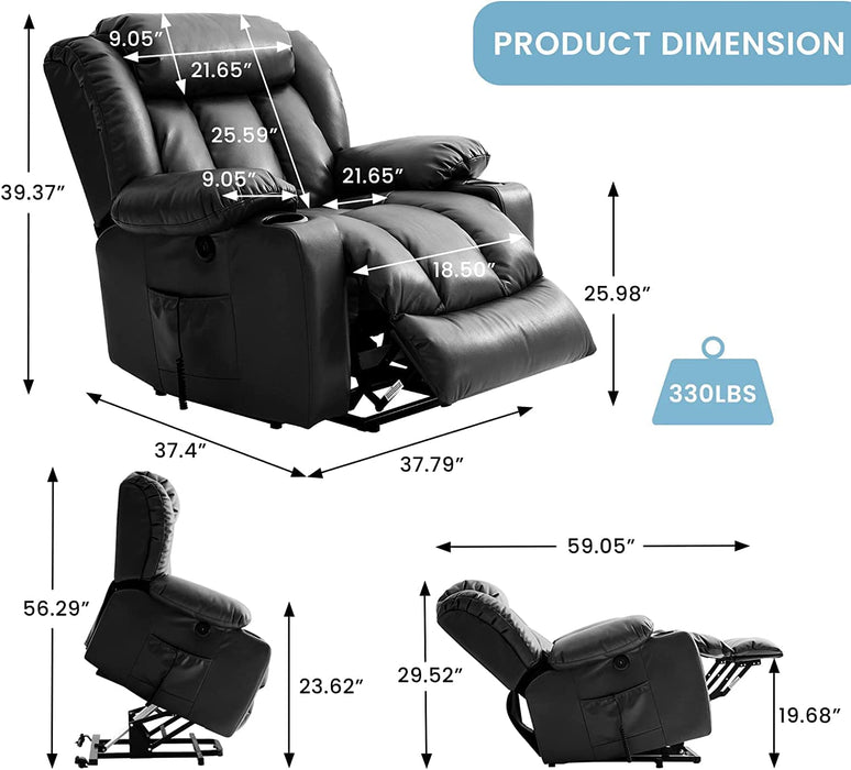 Power Lift Recliner Chair for Elderly, Black