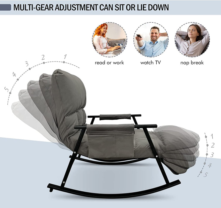 Adjustable Folding Rocking Chair in Dark Grey