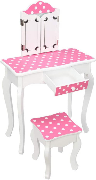 Kids Vanity Table and Chair Set with Mirror