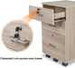 Mobile Oak File Cabinet with Lock, 3 Drawers